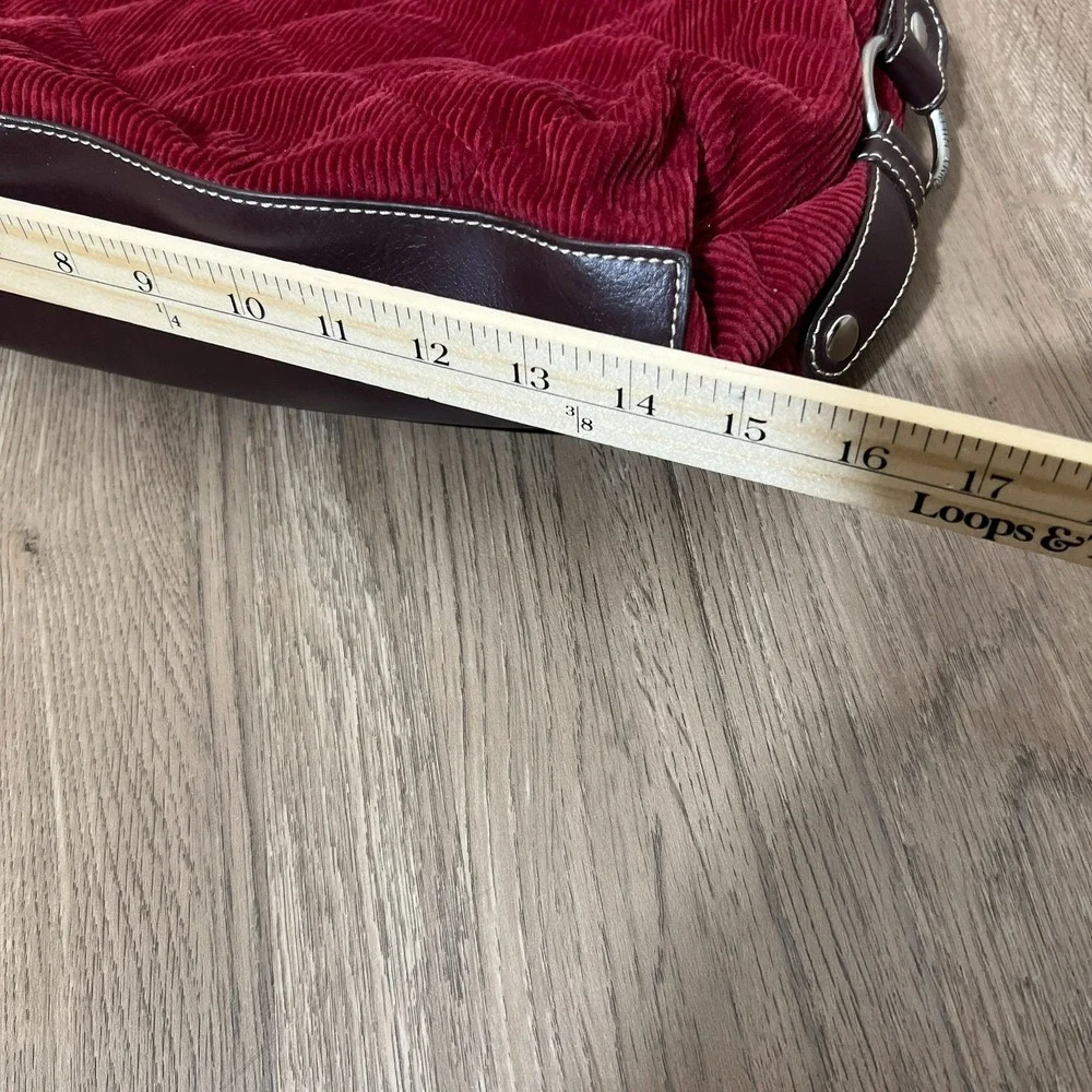 Tommy‎ Hilfiger Burgundy Corduroy Hobo Shoulder Bag Quilted Soft Grunge Y2K